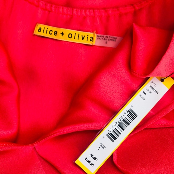 Alice + Olivia Adele Maxi Tank Silk Crepe Dress Blush Neon Coral - Picture 3 of 4